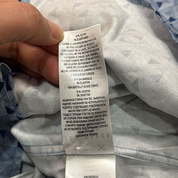 NWT Ted Baker Blue Barhill Square Ombre geometric Shirt Size 2 US S - Picture 9 of 12